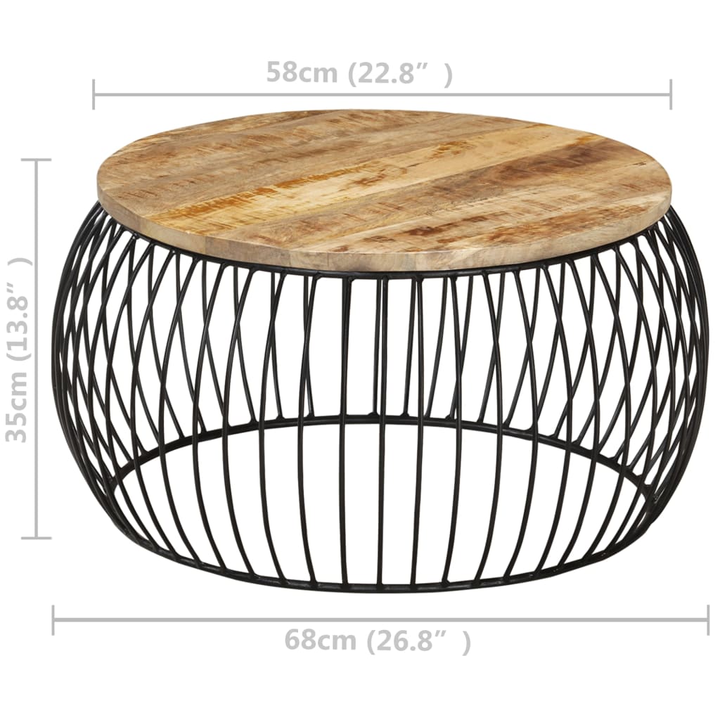 Table basse Ø68 cm Bois de manguier brut