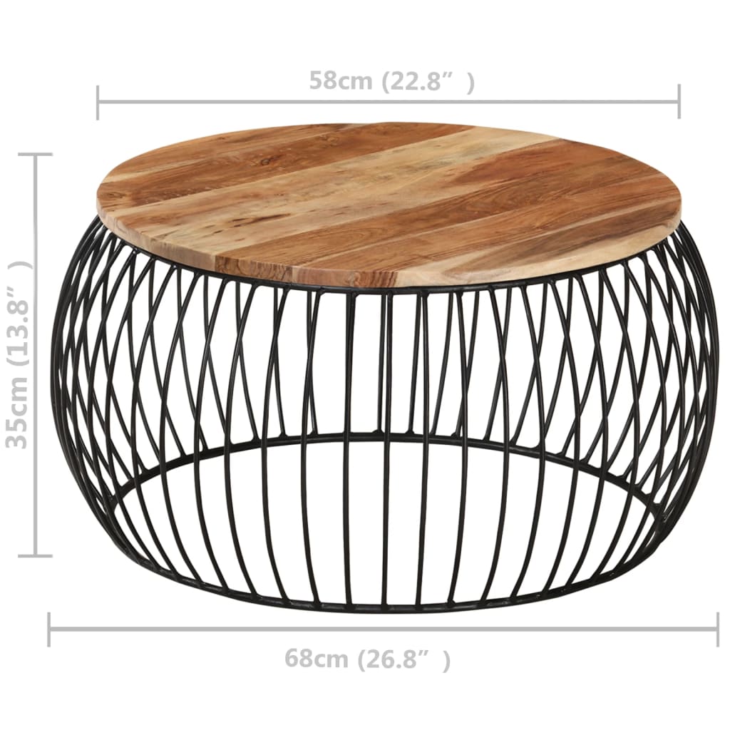 Table basse Ø68 cm en bois d'acacia massif