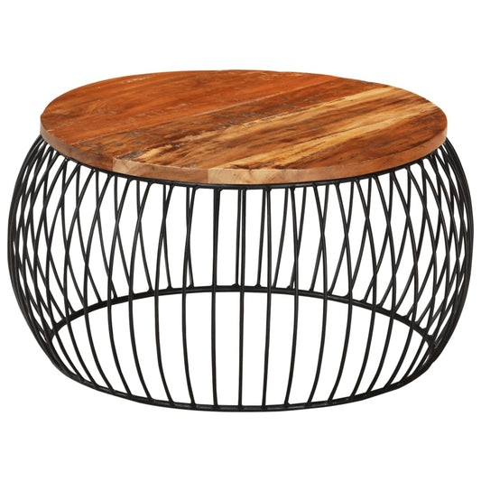 Table basse Ø68 cm en bois massif de récupération