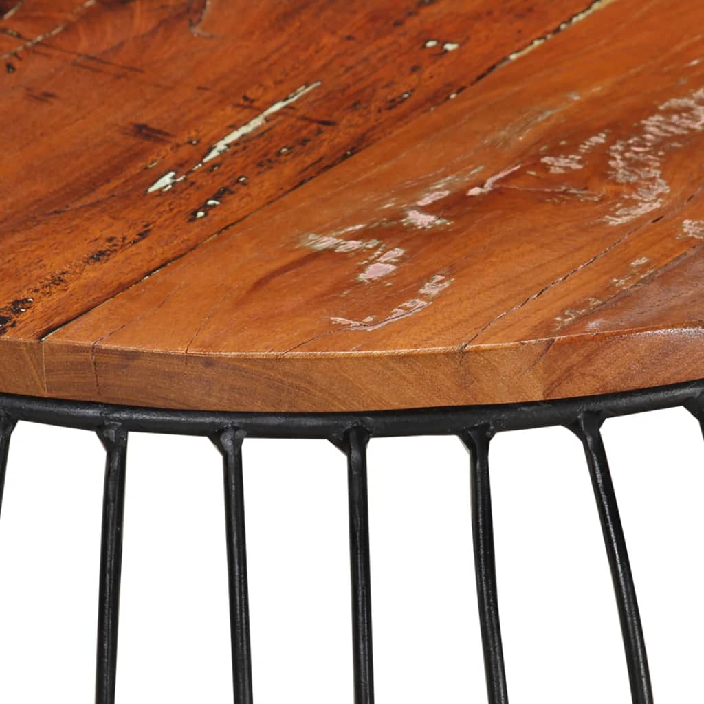 Table basse Ø68 cm en bois massif de récupération
