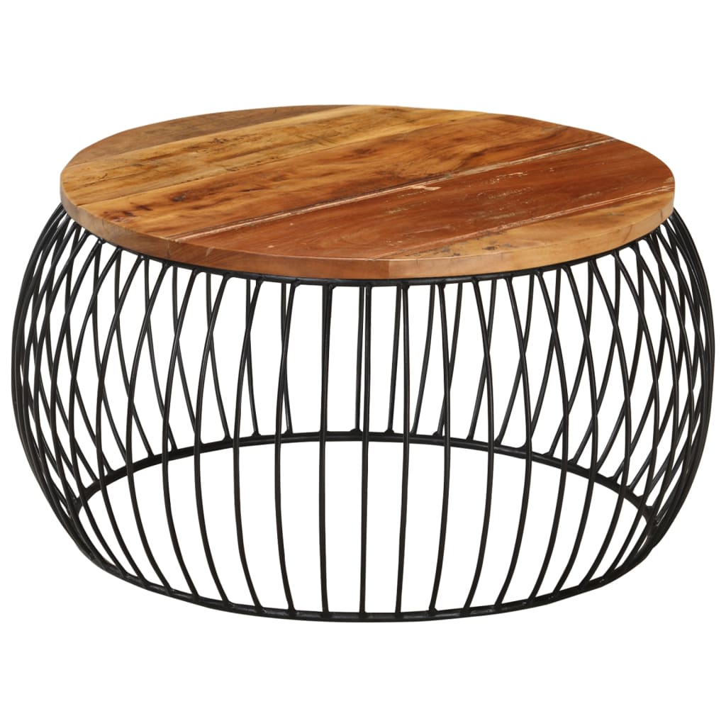 Table basse Ø68 cm en bois massif de récupération