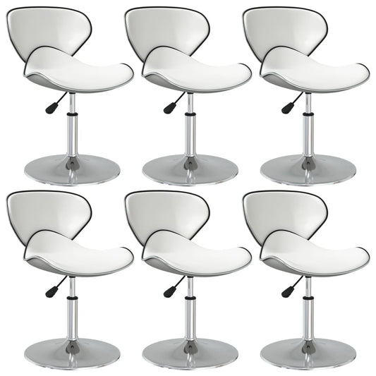 Dining chairs 6 pcs. White faux leather