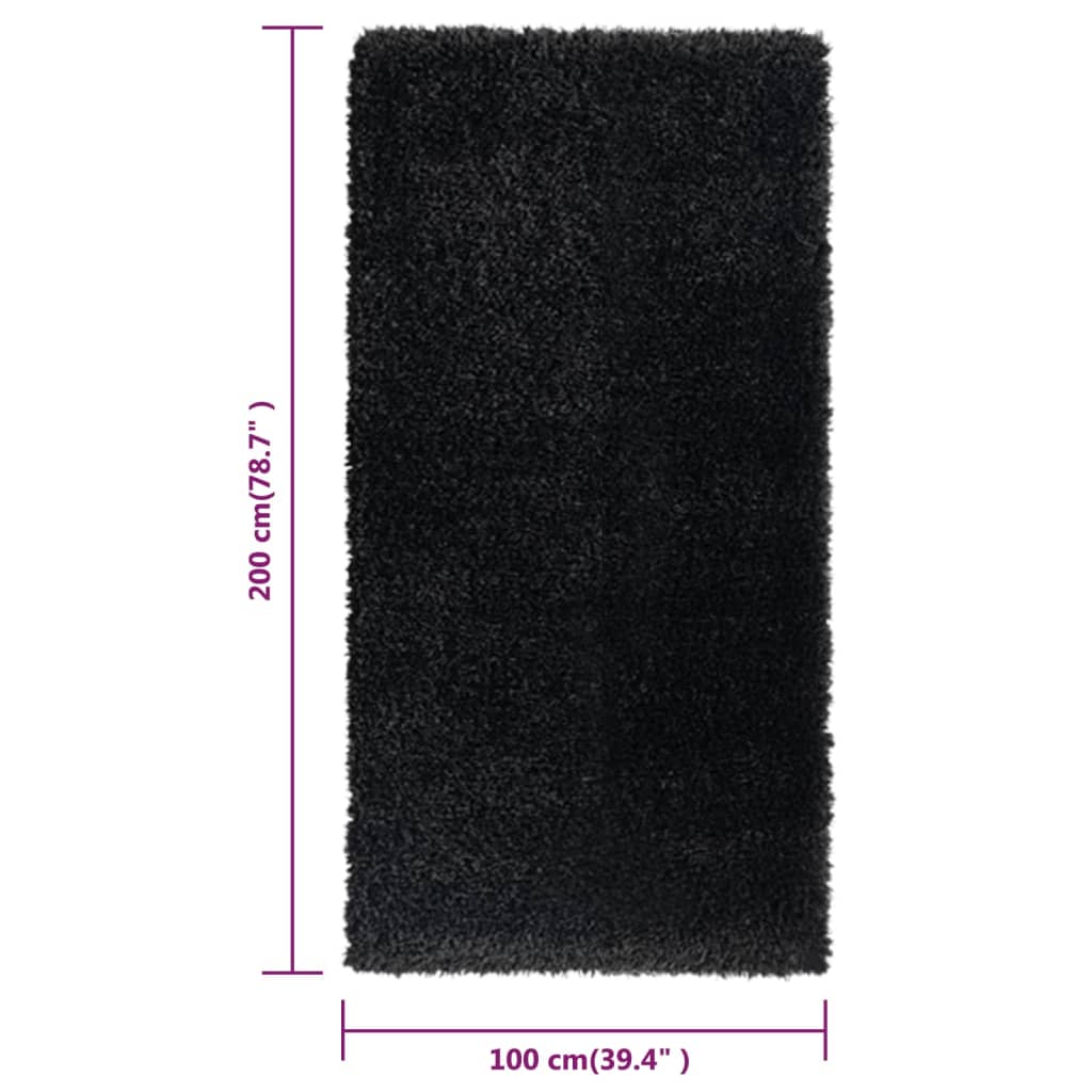 Shaggy-Teppich Hochflor Schwarz 100x200 cm 50 mm