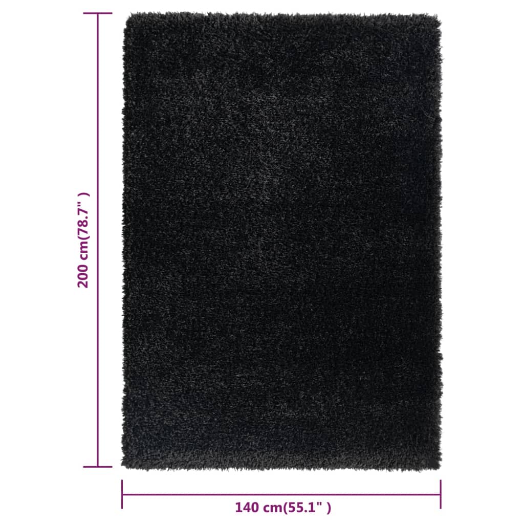 Shaggy-Teppich Hochflor Schwarz 140x200 cm 50 mm