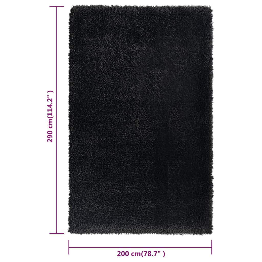 Shaggy-Teppich Hochflor Schwarz 200x290 cm 50 mm