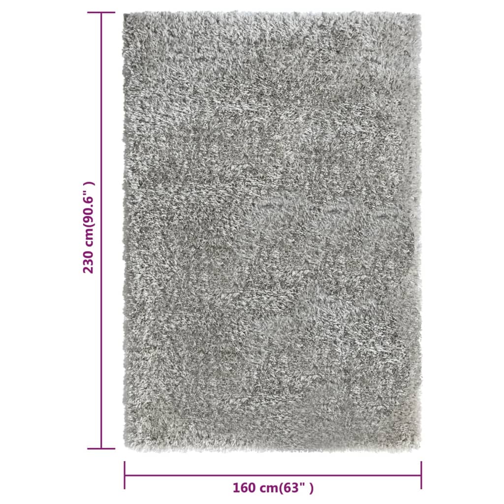Shaggy-Teppich Hochflor Grau 160x230 cm 50 mm