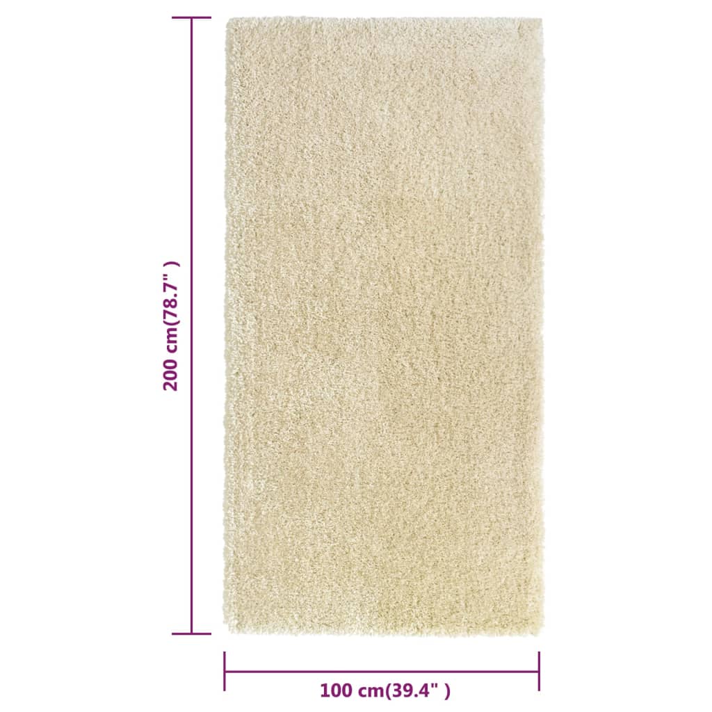 Shaggy-Teppich Hochflor Beige 100x200 cm 50 mm