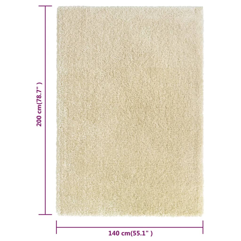 Shaggy-Teppich Hochflor Beige 140x200 cm 50 mm