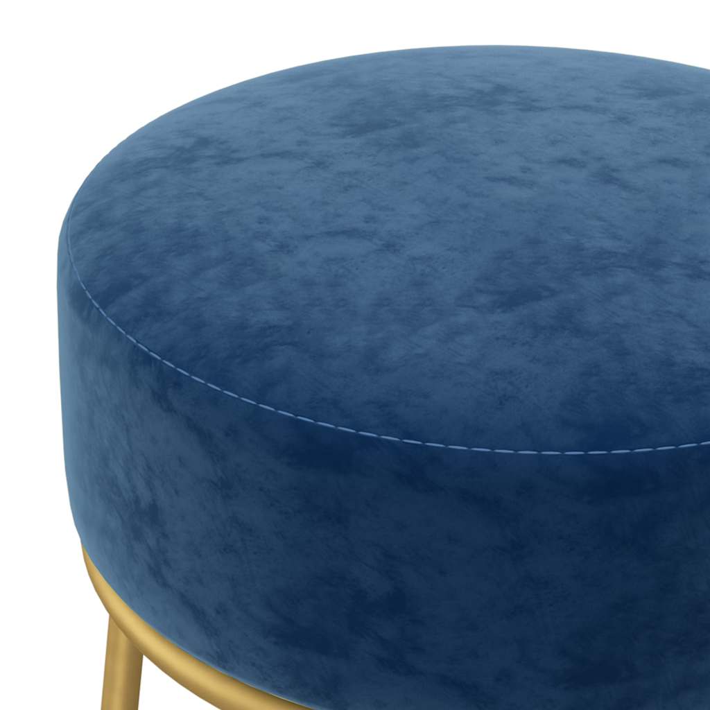 Runder Hocker Blau Samt
