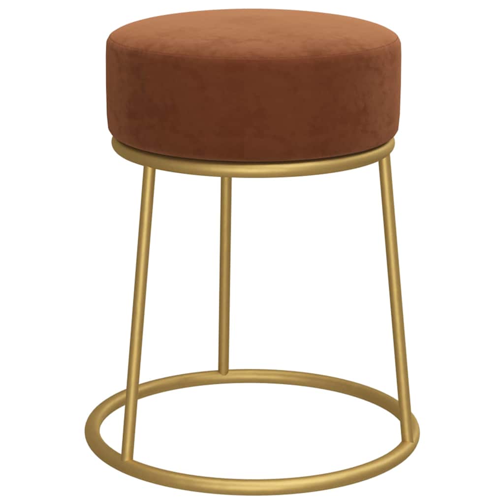 Runder Hocker Braun Samt