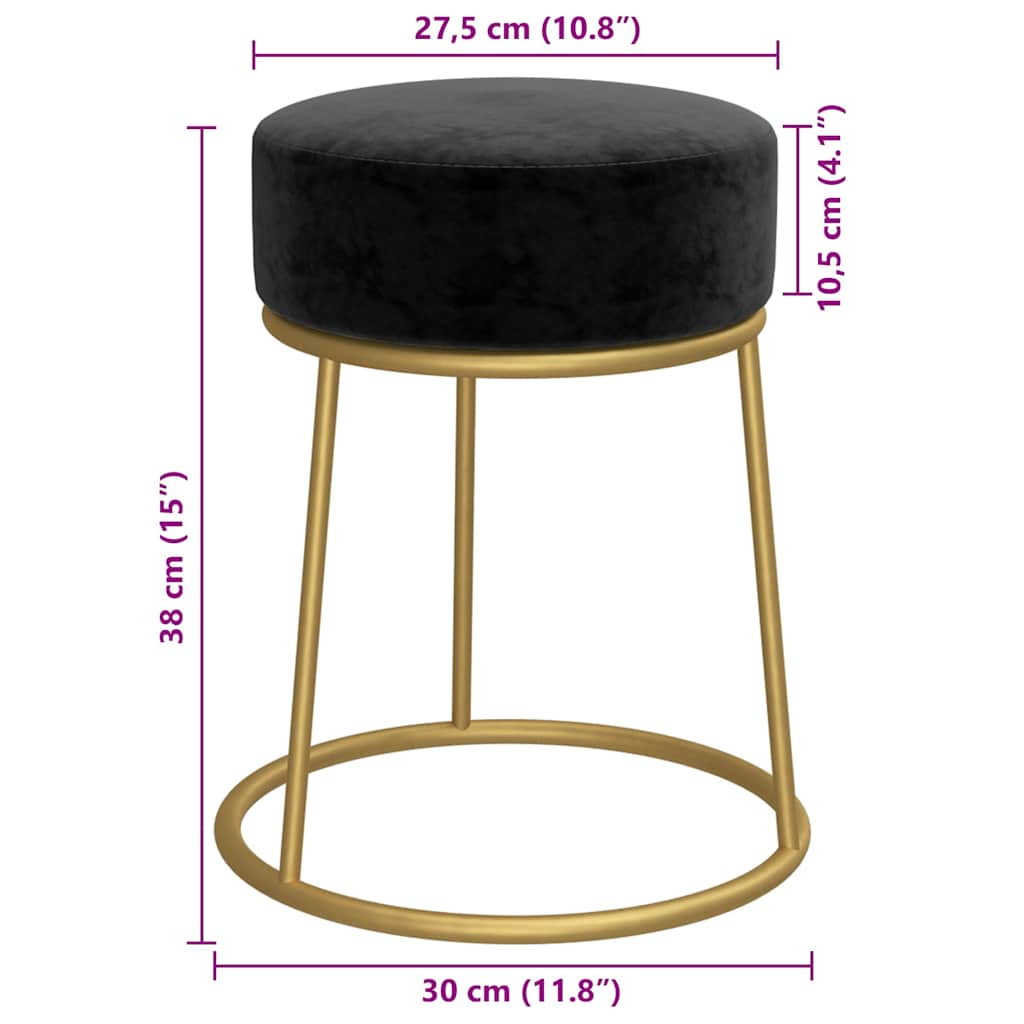 Runder Hocker Schwarz Samt