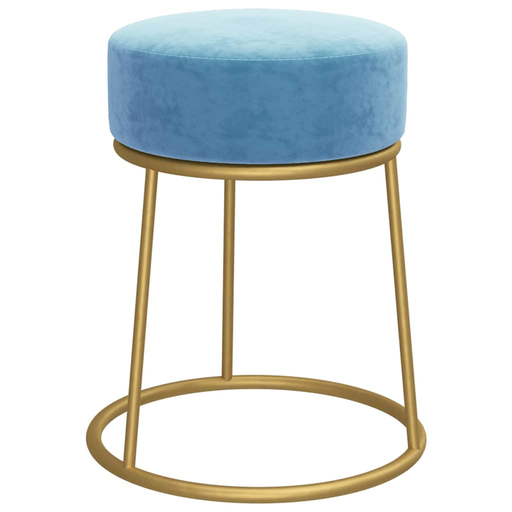 Runder Hocker Hellblau Samt