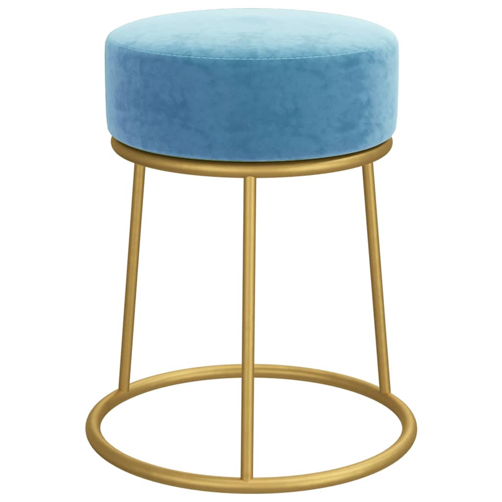 Runder Hocker Hellblau Samt