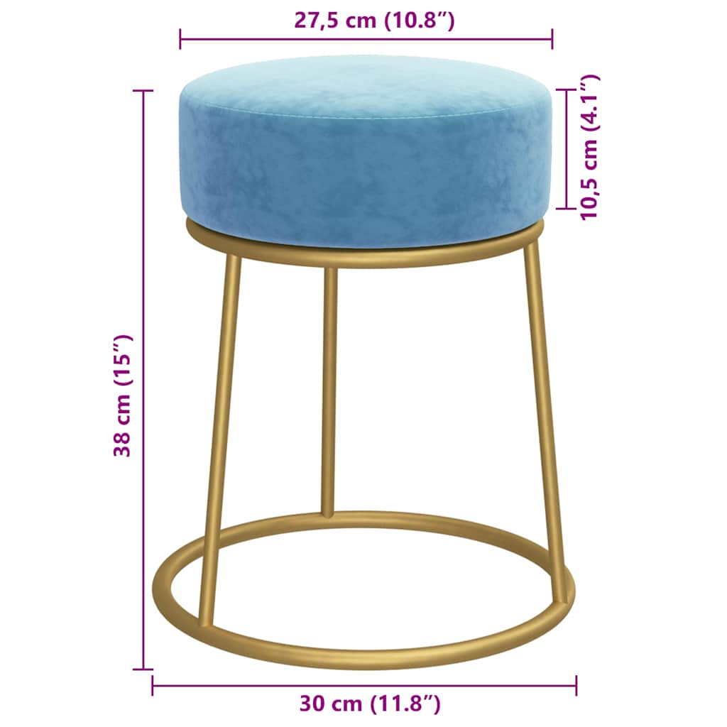 Runder Hocker Hellblau Samt