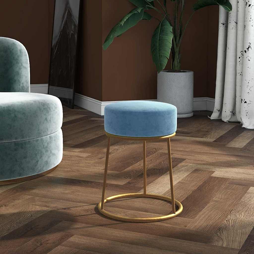 Runder Hocker Hellblau Samt