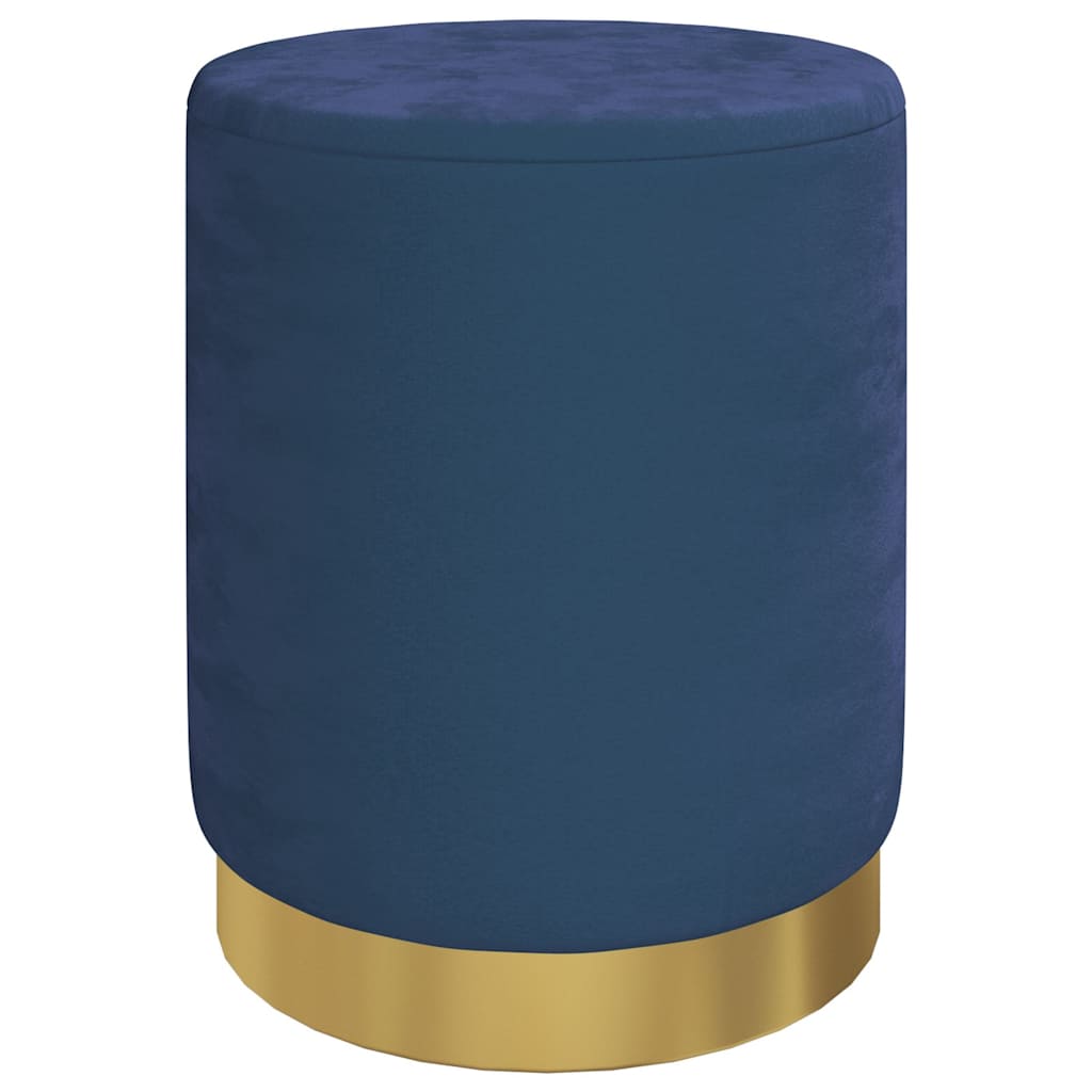 Runder Aufbewahrungshocker Blau Samt 31 x 37 cm