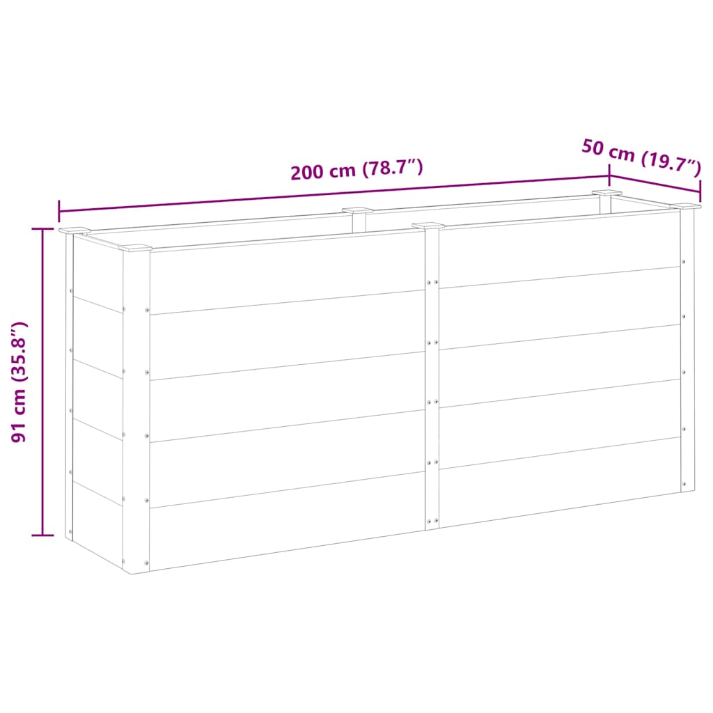 Garten-Hochbeet 200x50x91 cm WPC Grau