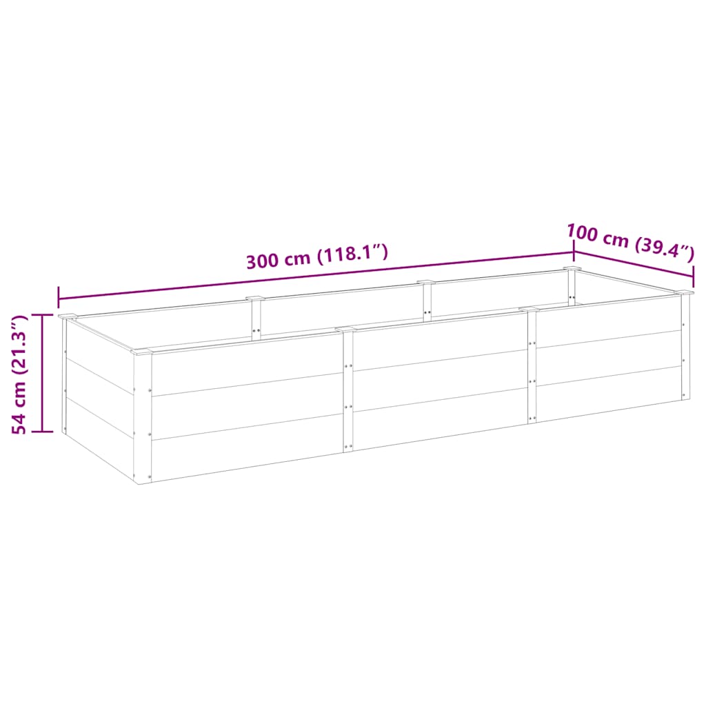 Hochbeet Grau 300x100x54 cm WPC