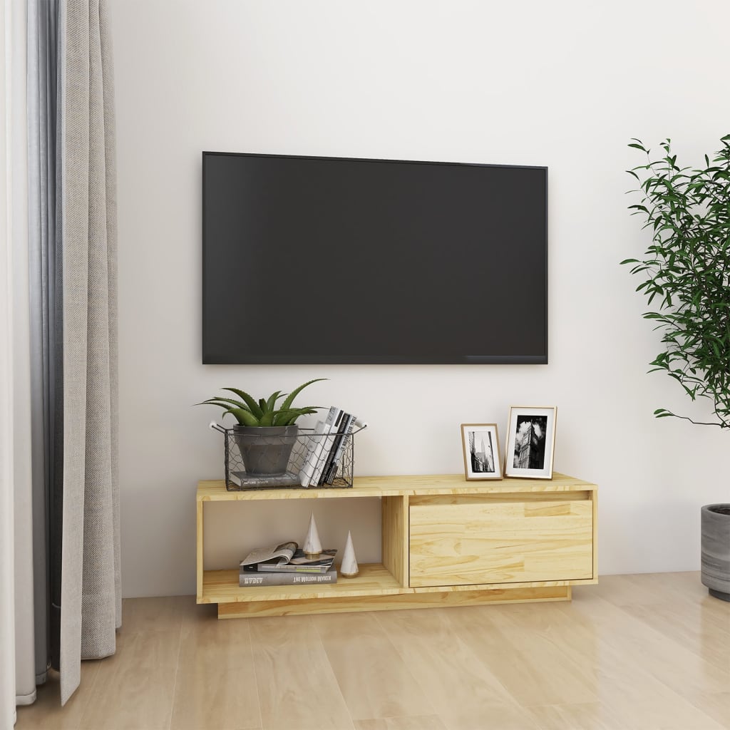 Meuble TV 110x30x33,5 cm en bois de pin massif