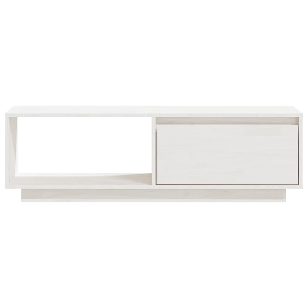 Meuble TV blanc 110x30x33,5 cm en bois de pin massif