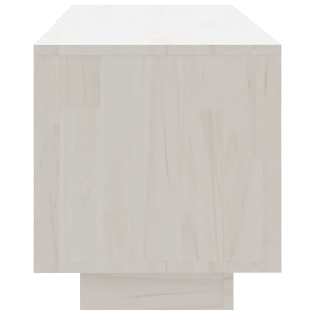 Meuble TV blanc 110x30x33,5 cm en bois de pin massif