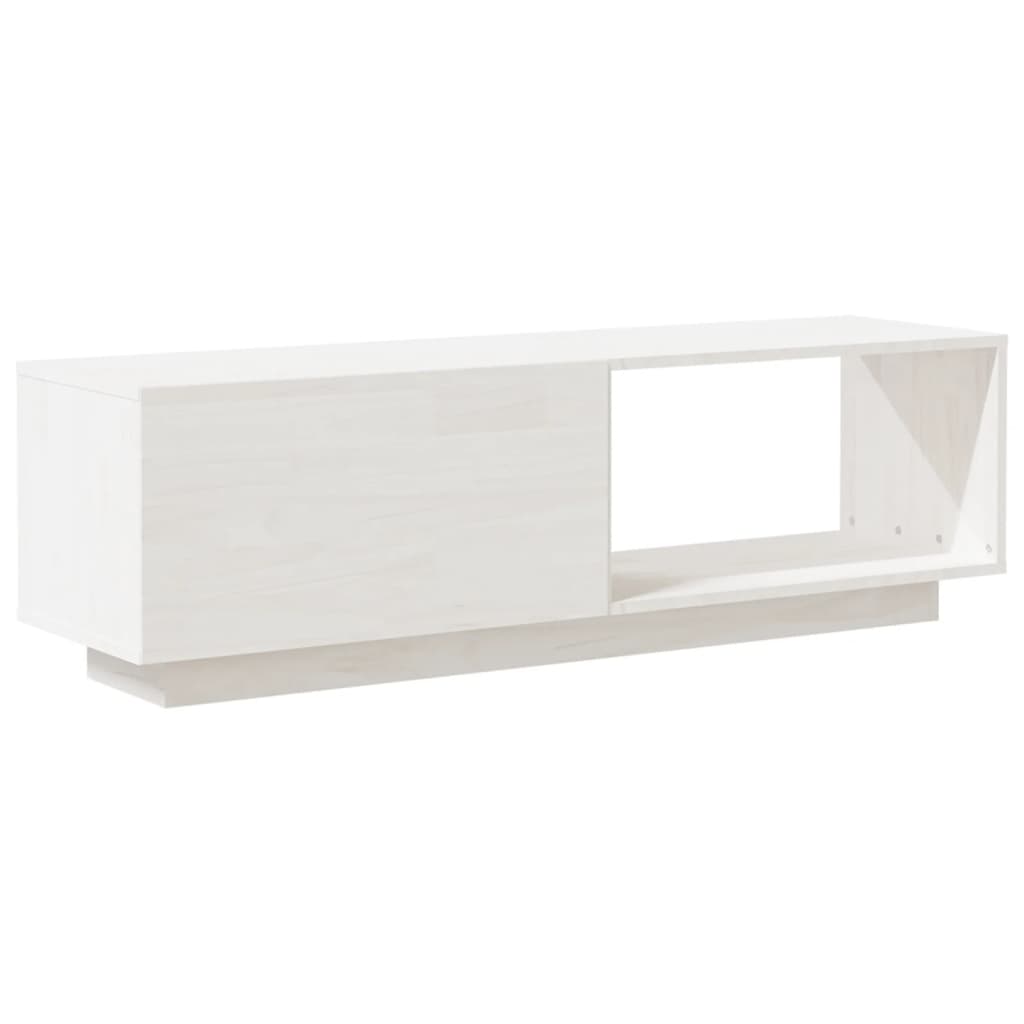 Meuble TV blanc 110x30x33,5 cm en bois de pin massif