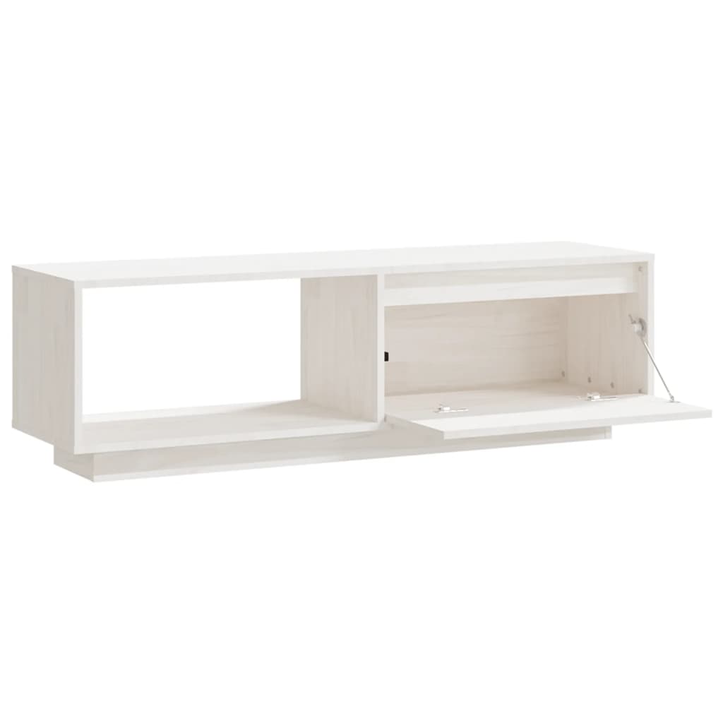 Meuble TV blanc 110x30x33,5 cm en bois de pin massif