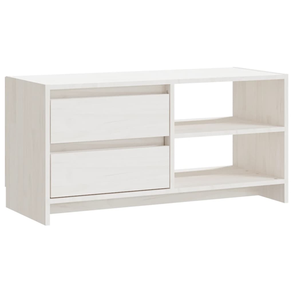 Meuble TV blanc 80x31x39 cm en bois de pin massif