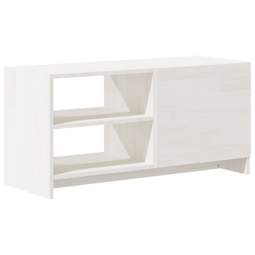 Meuble TV blanc 80x31x39 cm en bois de pin massif