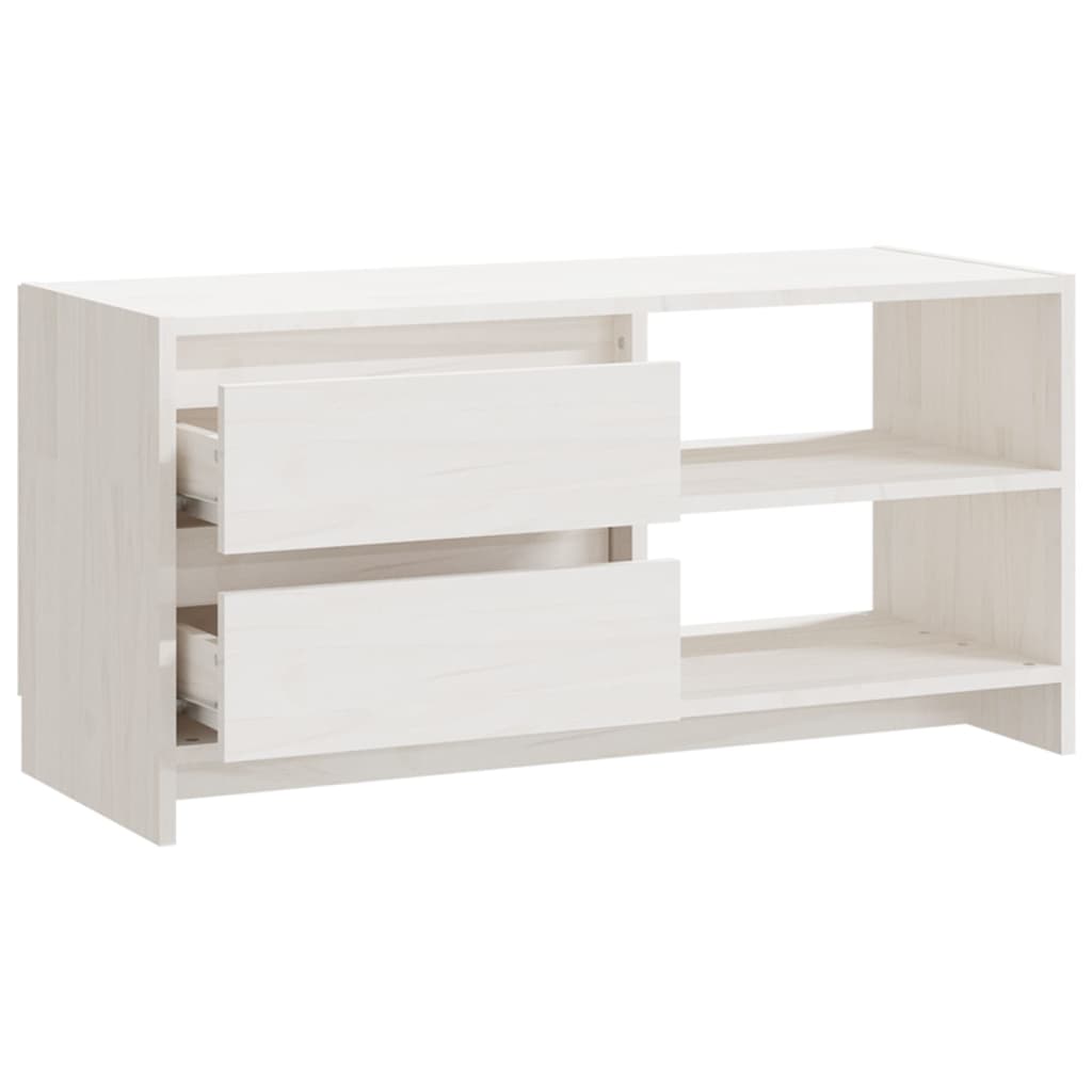 Meuble TV blanc 80x31x39 cm en bois de pin massif