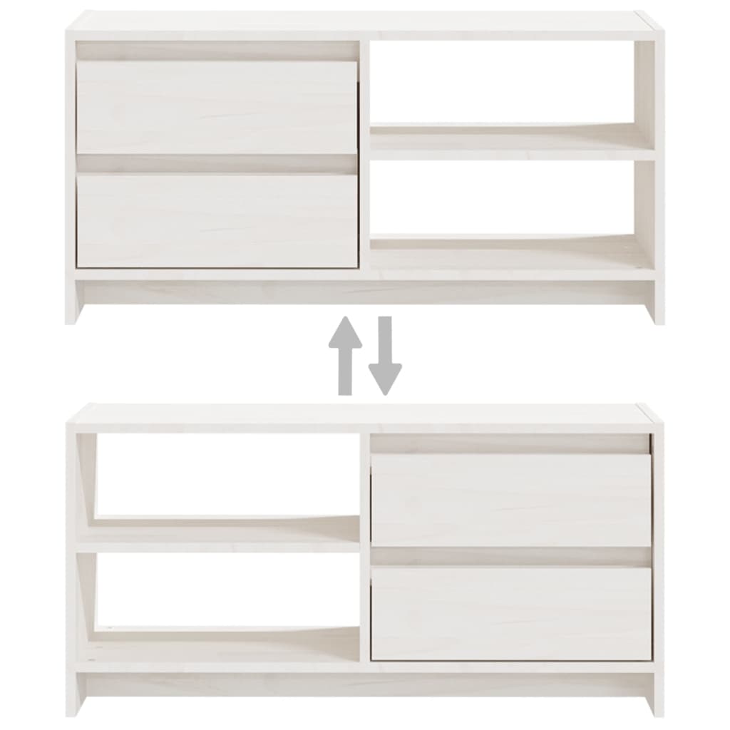 Meuble TV blanc 80x31x39 cm en bois de pin massif