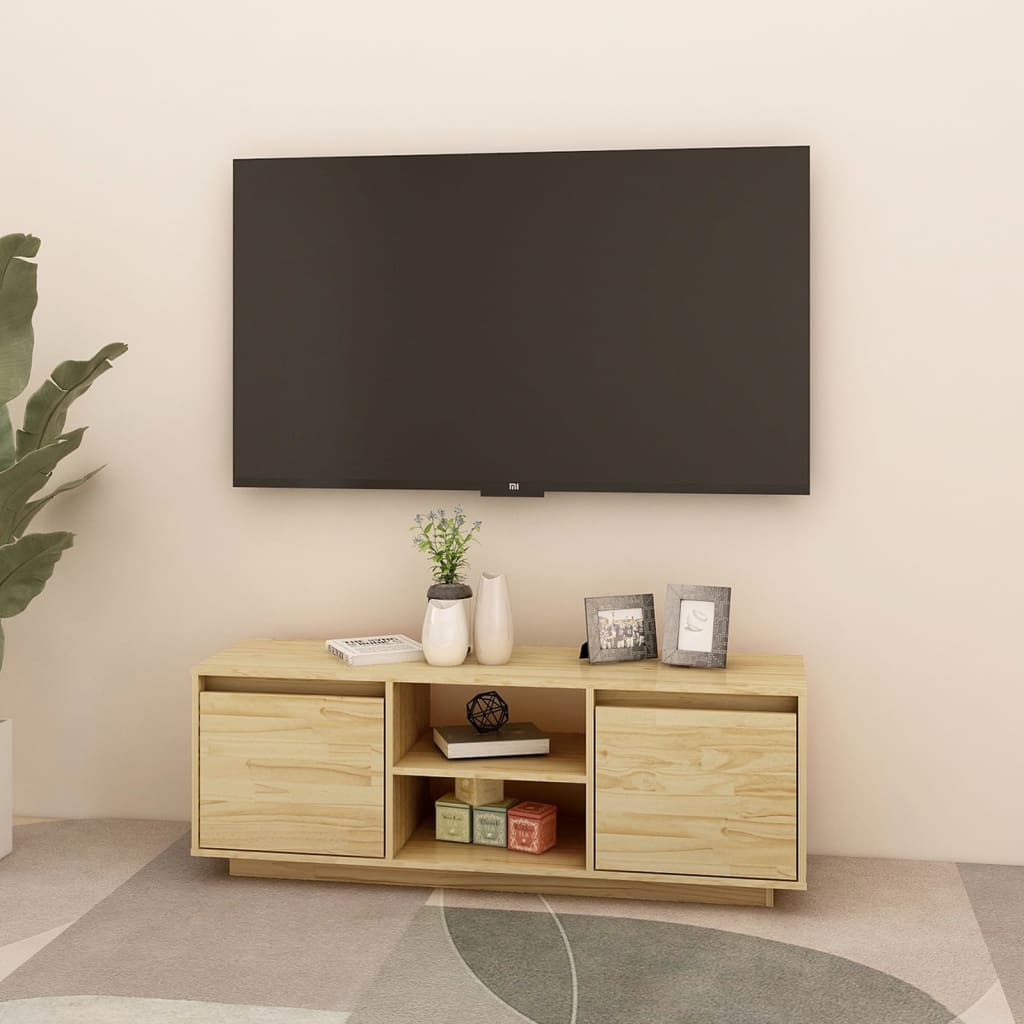 Meuble TV 110x30x40 cm en bois de pin massif