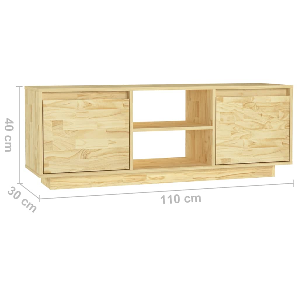 Meuble TV 110x30x40 cm en bois de pin massif