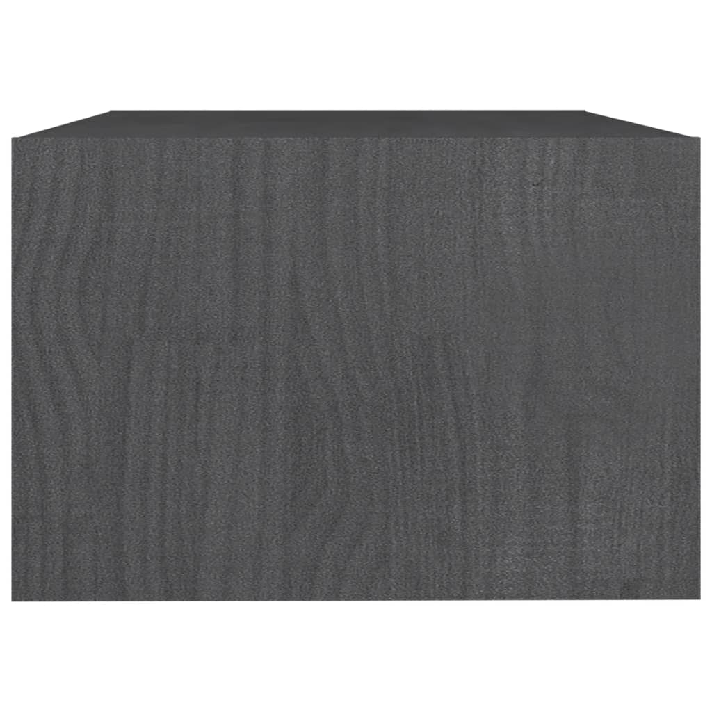 Table basse grise 75x50x33,5 cm en bois de pin massif