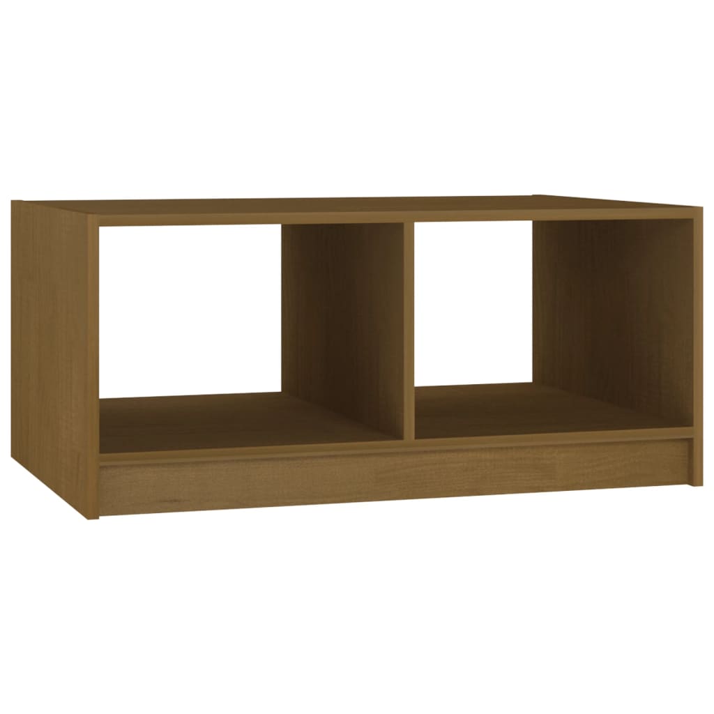 Table basse marron miel 75x50x33,5 cm en bois de pin massif