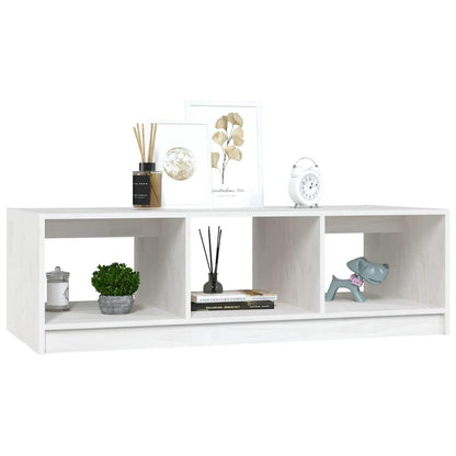 Couchtisch Weiß 110x50x34 cm Massivholz Kiefer