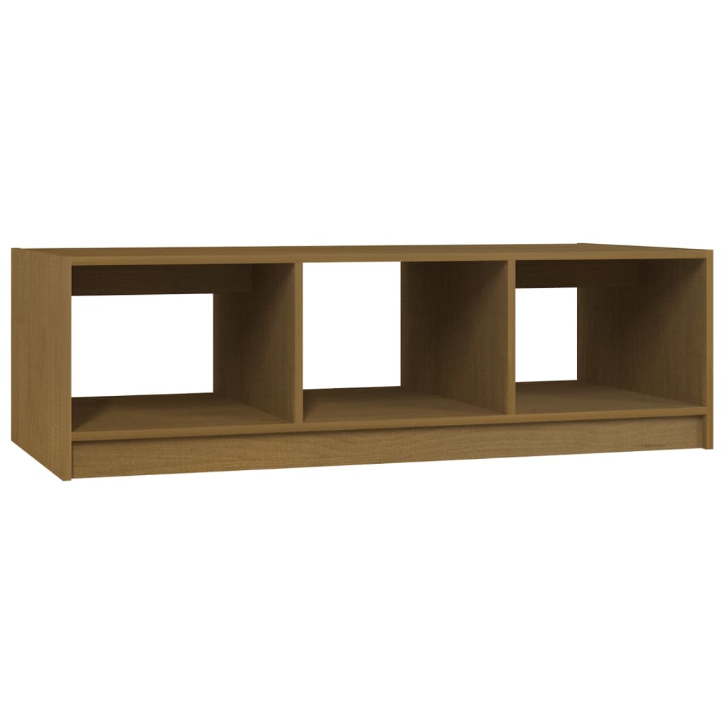 Table basse marron miel 110x50x34 cm en bois de pin massif