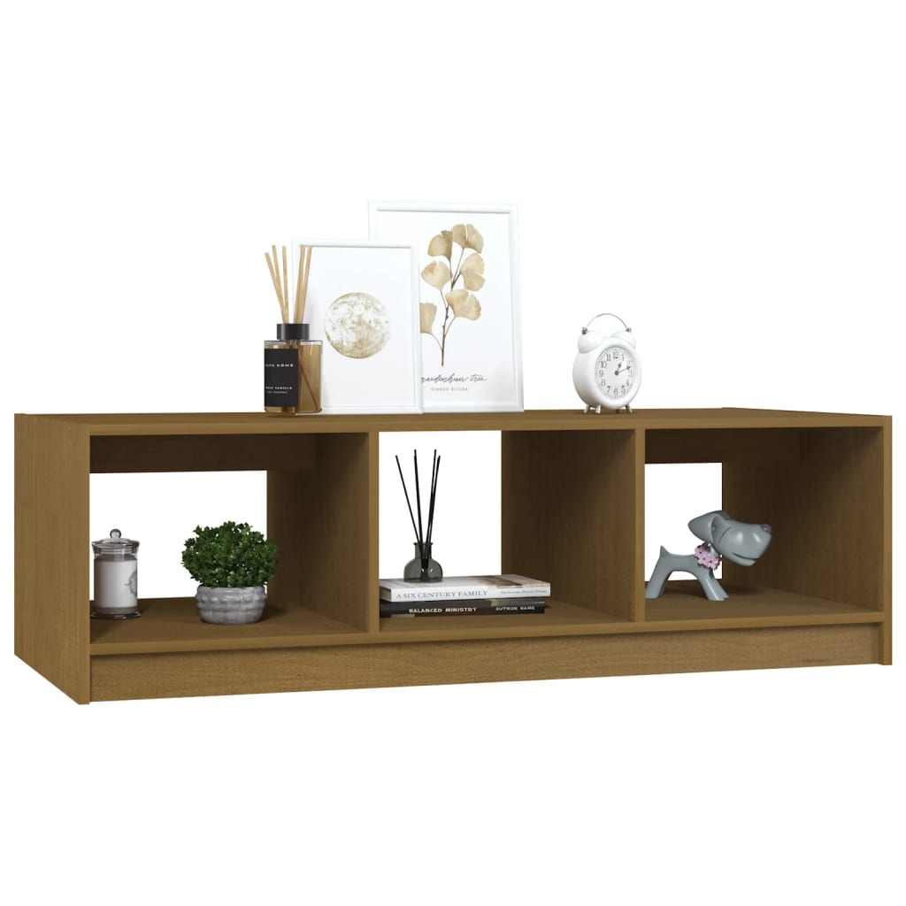 Table basse marron miel 110x50x34 cm en bois de pin massif