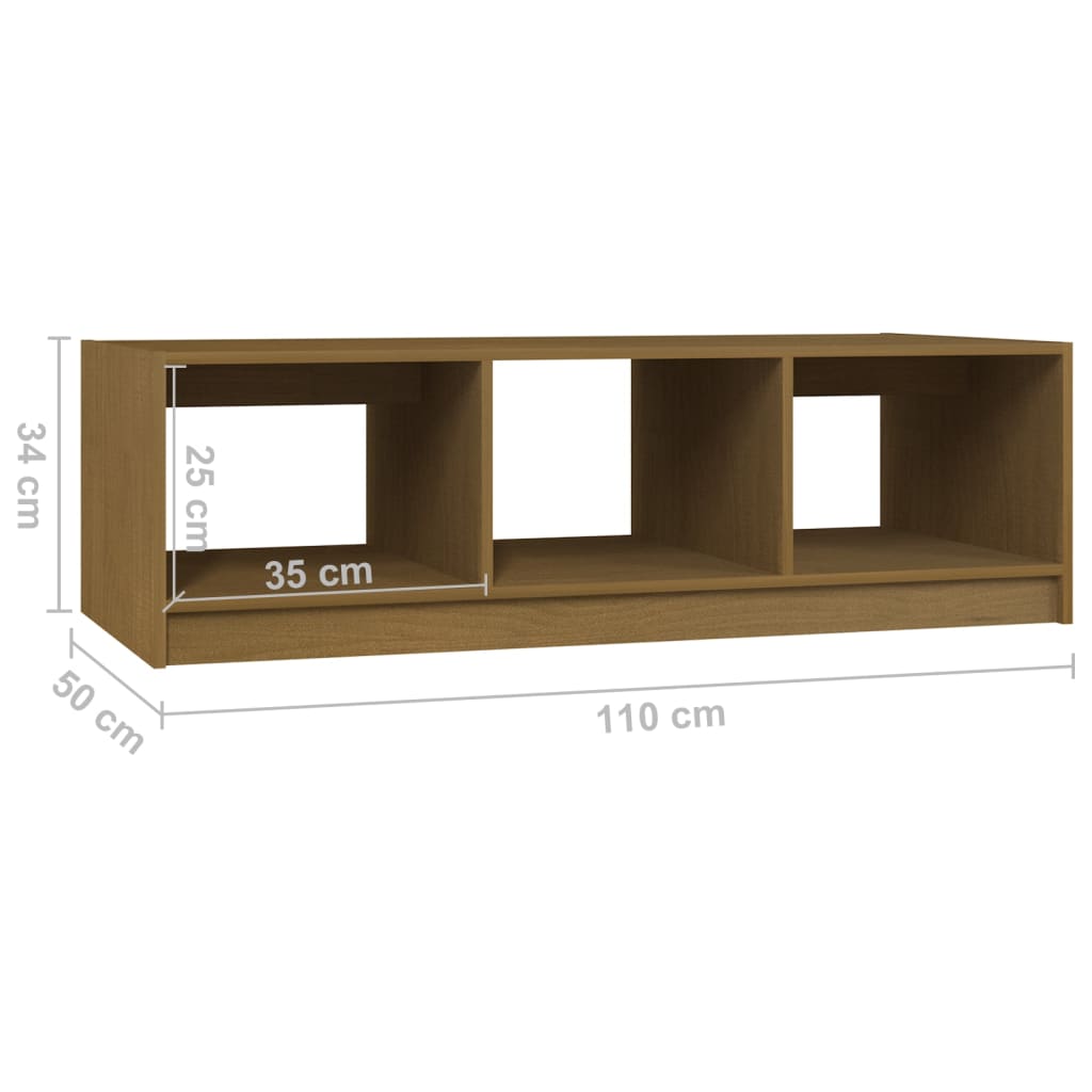 Table basse marron miel 110x50x34 cm en bois de pin massif
