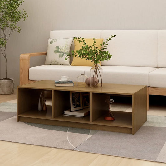 Table basse marron miel 110x50x34 cm en bois de pin massif