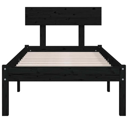 Massivholzbett Schwarz Kiefer 90x190 cm