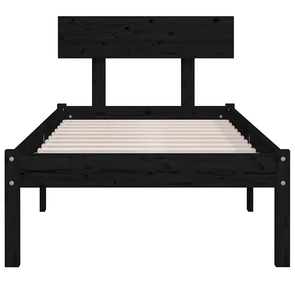Massivholzbett Schwarz Kiefer 90x200 cm