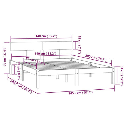 Massivholzbett ohne Matratze 140x200 cm