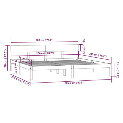 Massivholzbett ohne Matratze 200x200 cm