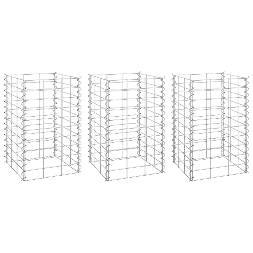 Gabionen-Hochbeete 3 Stk. 30x30x50 cm Eisen