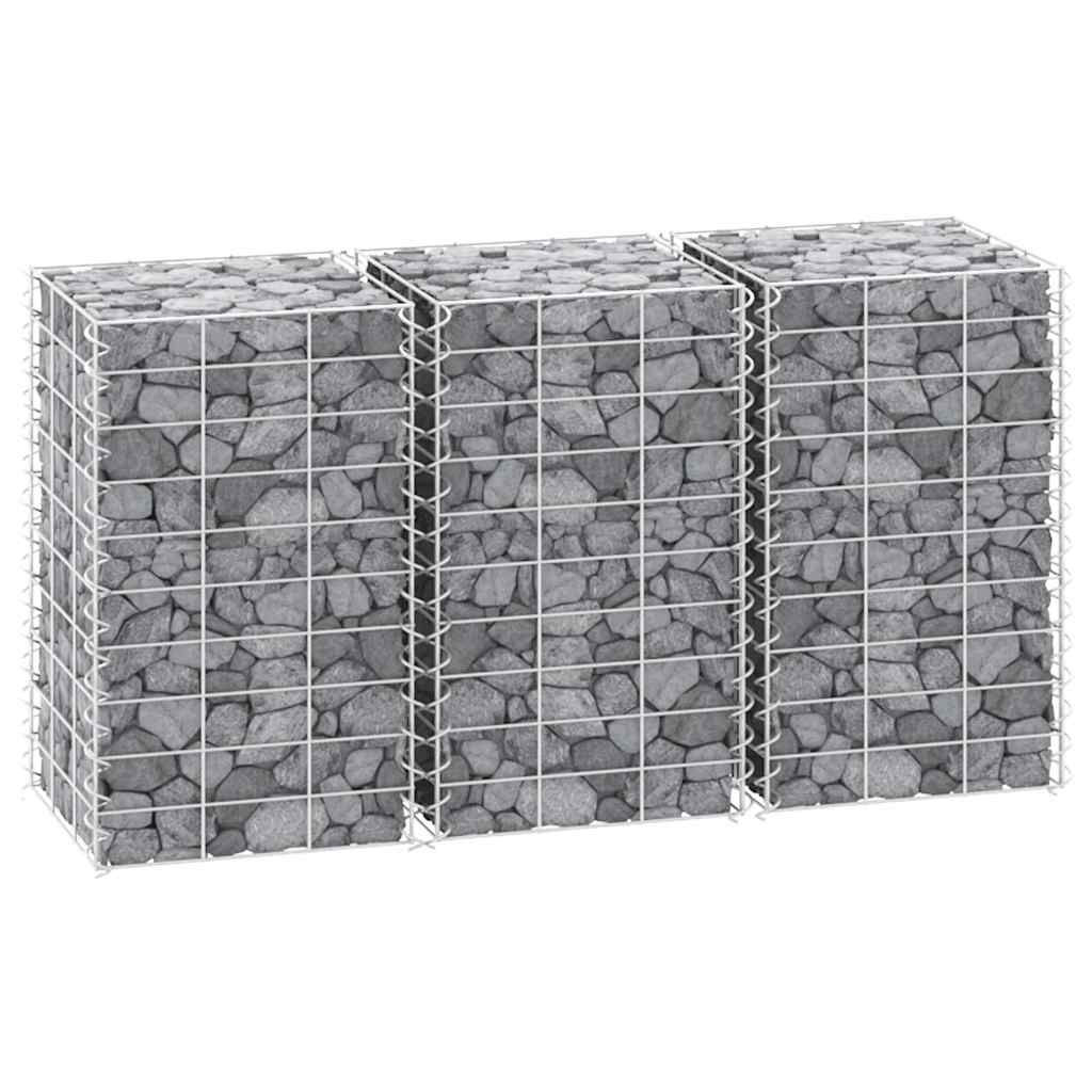 Gabionen-Hochbeete 3 Stk. 30x30x50 cm Eisen