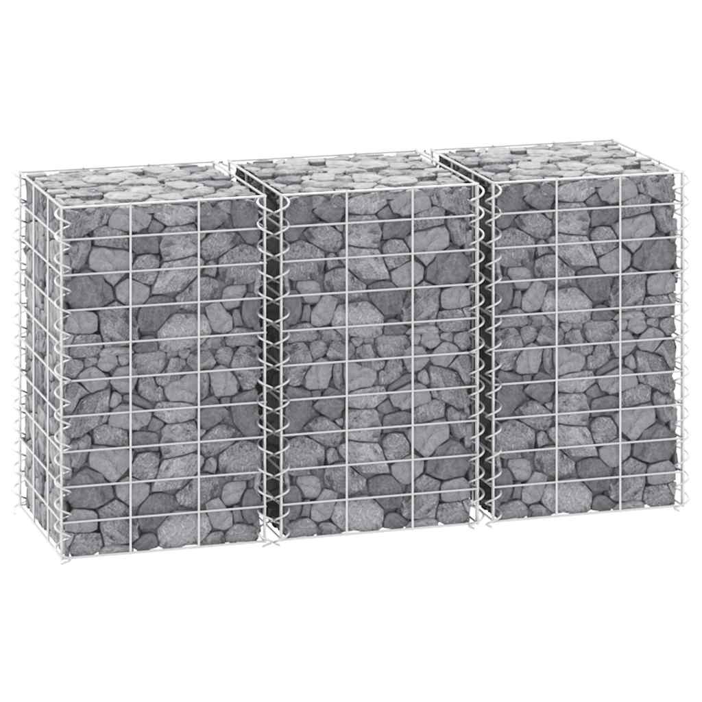 Gabionen-Hochbeete 3 Stk. 30x30x50 cm Eisen