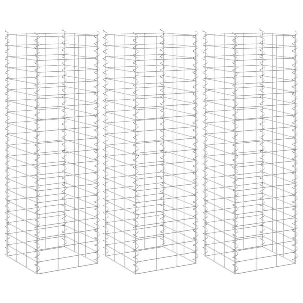 Gabionen-Hochbeete 3 Stk. 30x30x100 cm Eisen