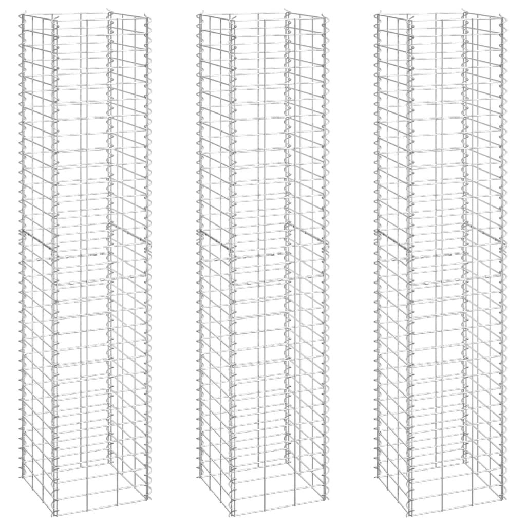 Gabionen-Hochbeete 3 Stk. 30x30x150 cm Eisen