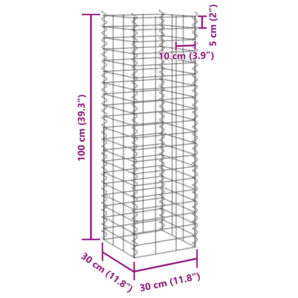 Gabionen-Hochbeete 4 Stk. 30x30x50/100/150/200 cm Eisen